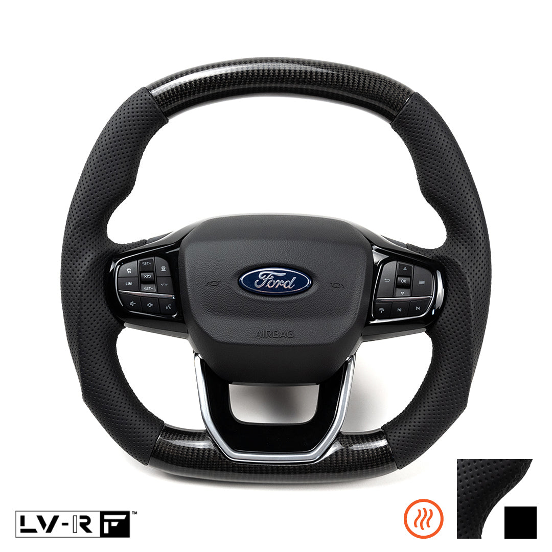 Ford Transit Custom LV-RF™ Carbon/Leather Steering Wheel with Black Stitch and Heating Function