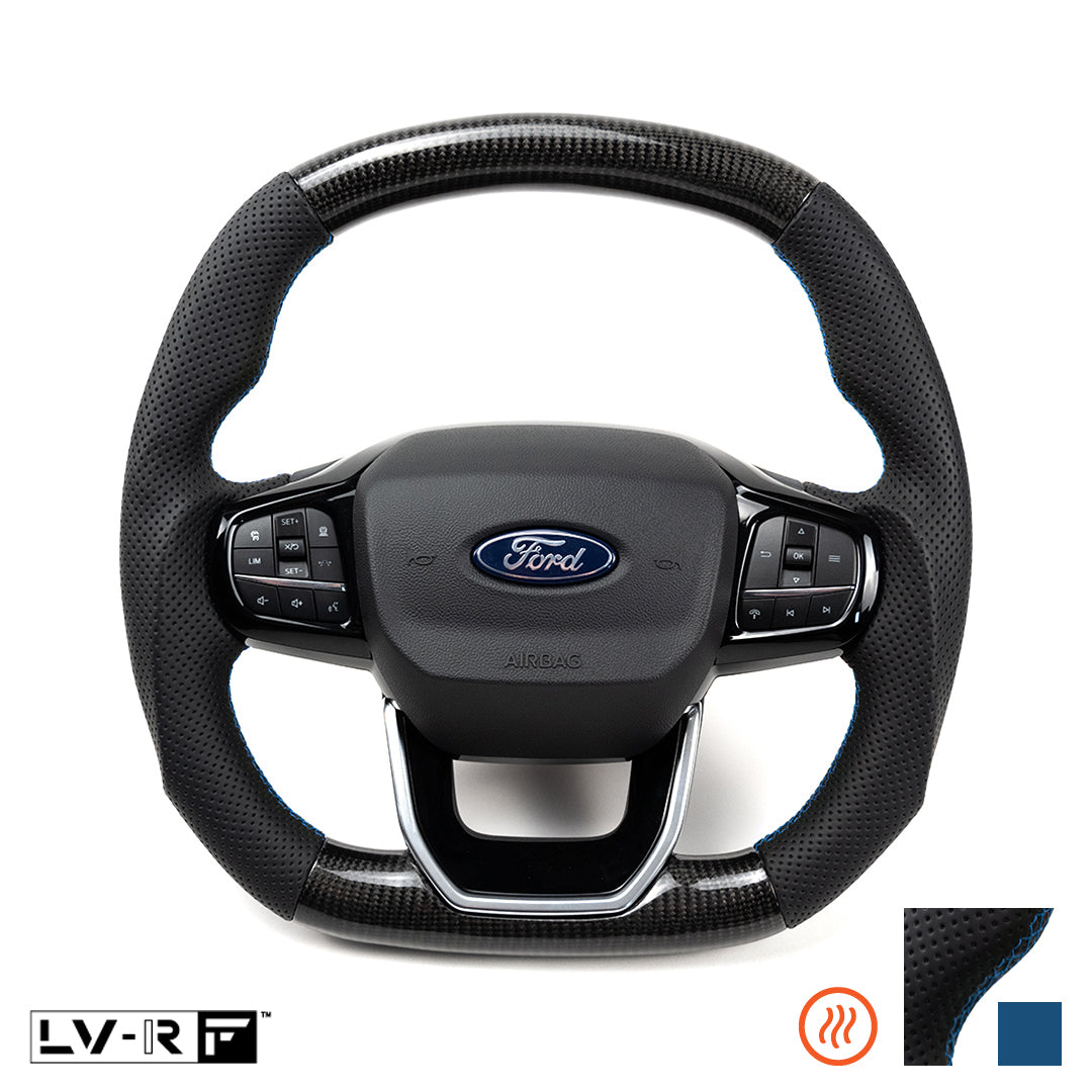 Ford Transit Custom LV-RF™ Carbon/Leather Steering Wheel with Blue Stitch and Heating Function