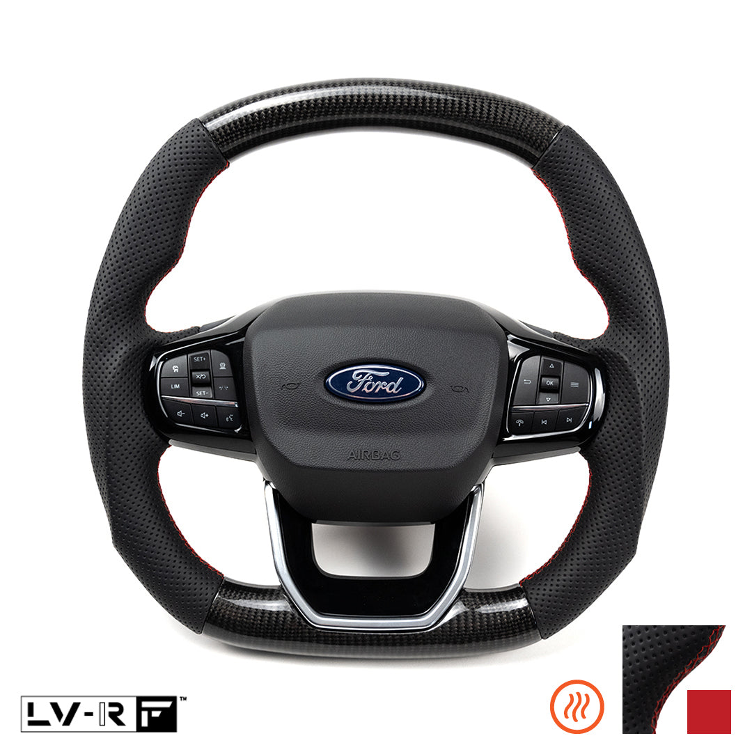 Ford Transit Custom LV-RF™ Carbon/Leather Steering Wheel with Red Stitch and Heating Function