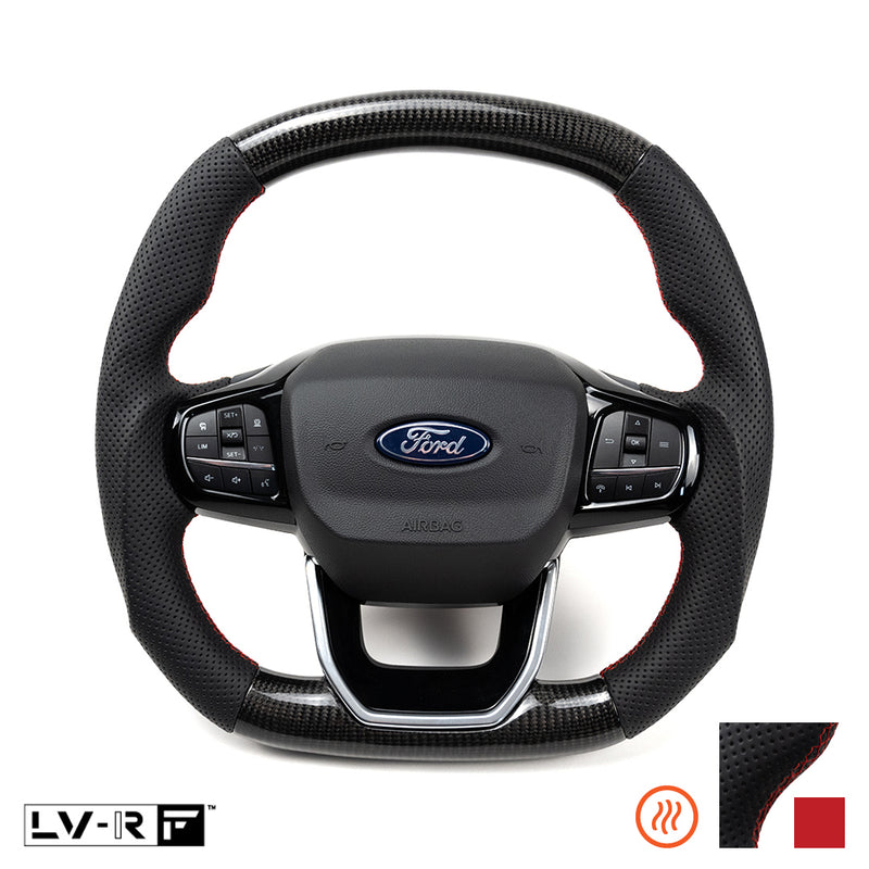 Ford Transit Custom LV-RF™ Carbon/Leather Steering Wheel with Red Stitch and Heating Function