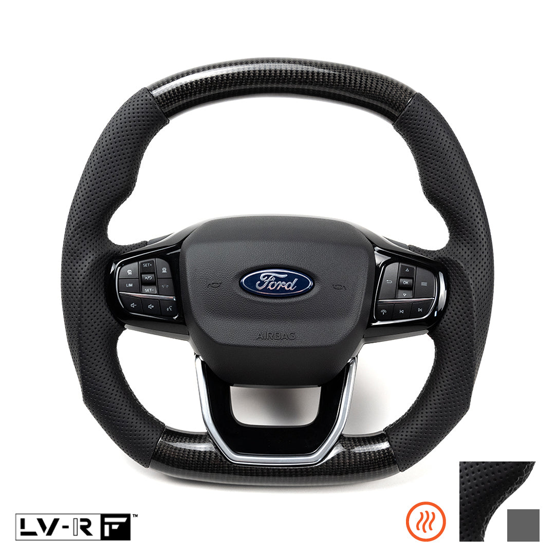 Ford Transit Custom LV-RF™ Carbon/Leather Steering Wheel with Grey Stitch and Heating Function