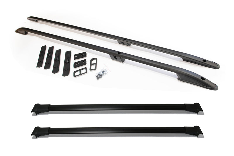 LWB Black Cross Bar + Roof Bar Package for VW T5/T6/T6.1