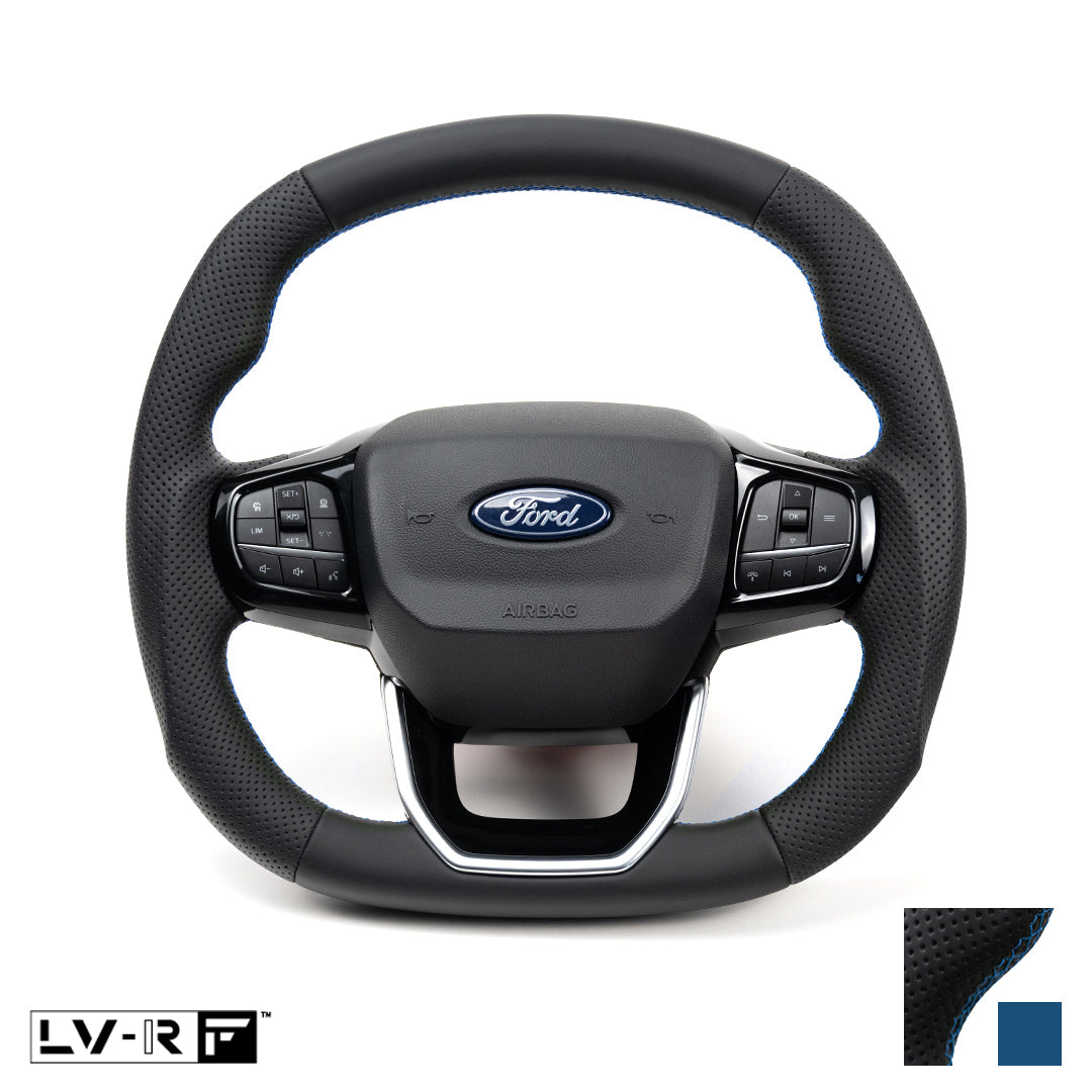 Ford Transit Custom LV-RF™ Full Leather Steering Wheel with Blue Stitch