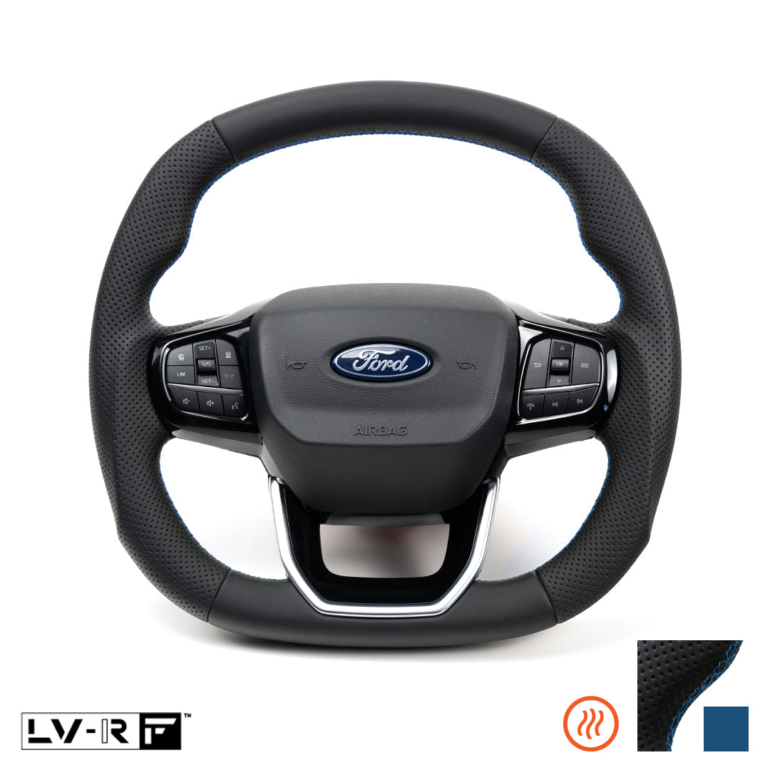 Ford Transit Custom LV-RF™ Full Leather Steering Wheel with Blue Stitch and Heating Function