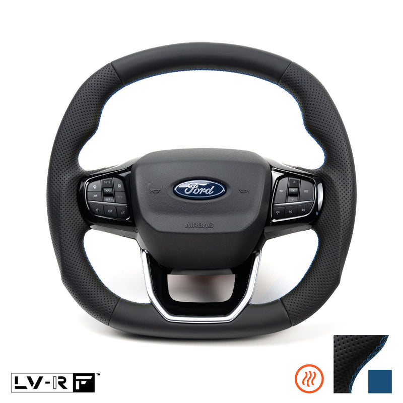 Ford Transit Custom LV-RF™ Full Leather Steering Wheel with Blue Stitch and Heating Function