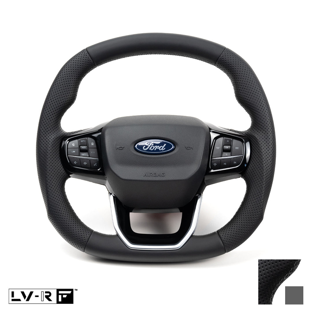 Ford Transit Custom LV-RF™ Full Leather Steering Wheel with Grey Stitch