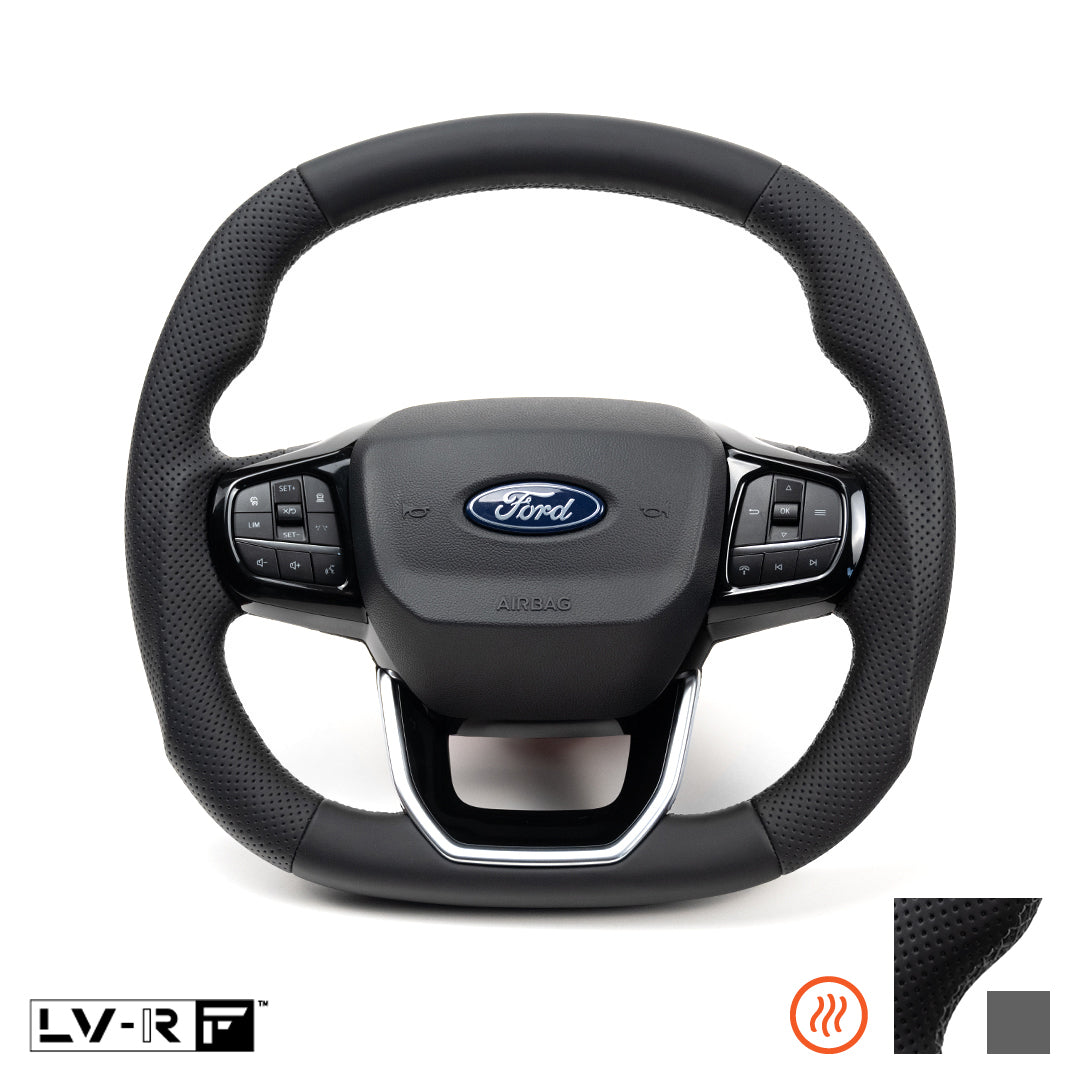 Ford Transit Custom LV-RF™ Full Leather Steering Wheel with Grey Stitch and Heating Function