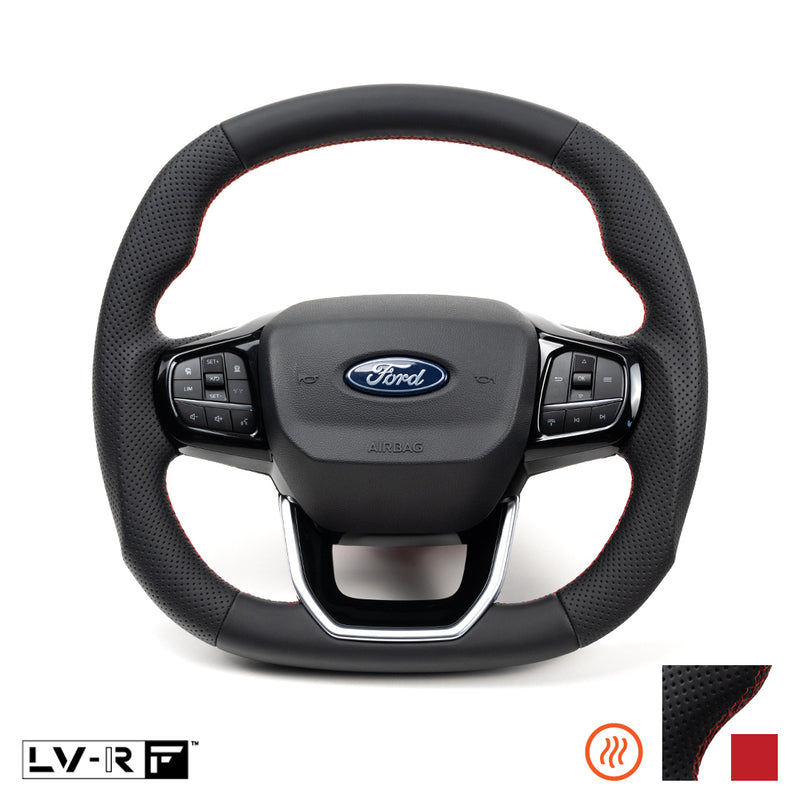 Ford Transit Custom LV-RF™ Full Leather Steering Wheel with Red Stitch and Heating Function