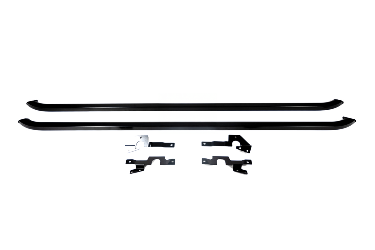 LWB Gloss Black Trapezoid Side Bars by Leighton Vans (for Ford Transit Custom)
