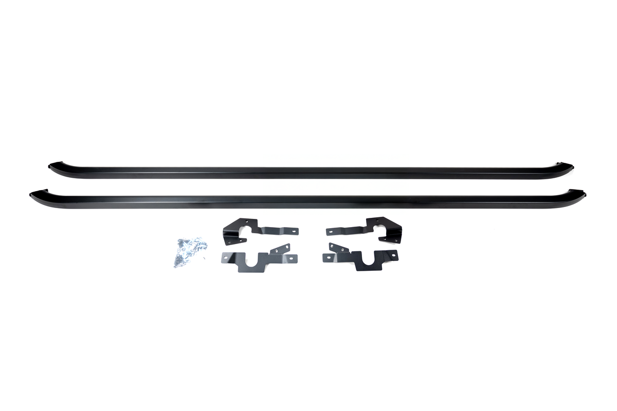 LWB Matte Black Trapezoid Side Bars by Leighton Vans (for Ford Transit Custom + VW T7)