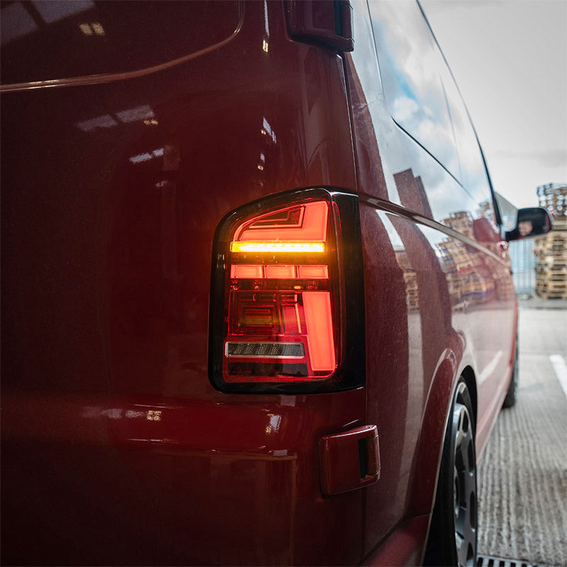 THQ Sequential Barn Door Red/Clear Rear Lights for VW T6.1