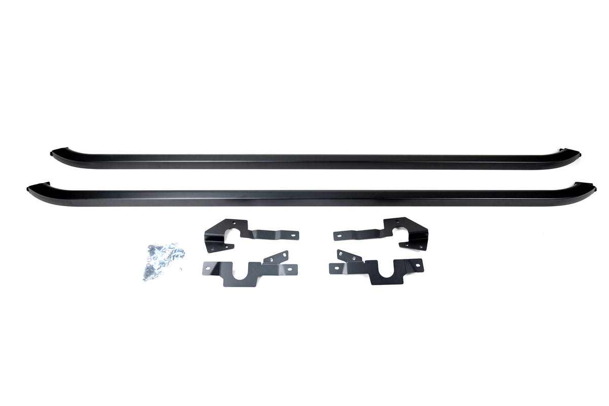SWB Matte Black Trapezoid Side Bars by Leighton Vans (for Ford Transit Custom + VW T7)