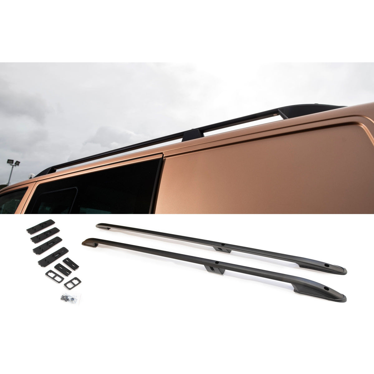 LWB Black Roof Bars by Leighton Vans - For VW T5, T6 & T6.1 Models