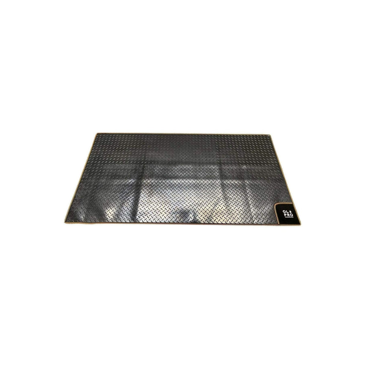 Awning Tunnel Mat 1500mm x 800mm Black Rubber checker board with Orange Edge Trim
